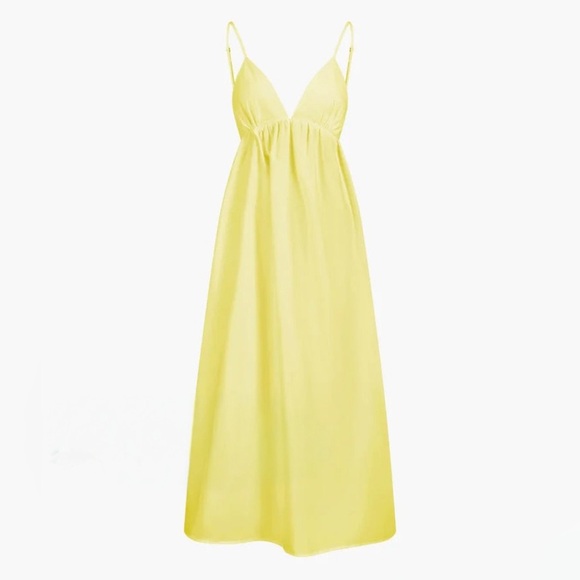 NWT Commense Open Back Midi Sun dress 100% Cotton Butter Yellow sz Medium - Picture 5 of 11